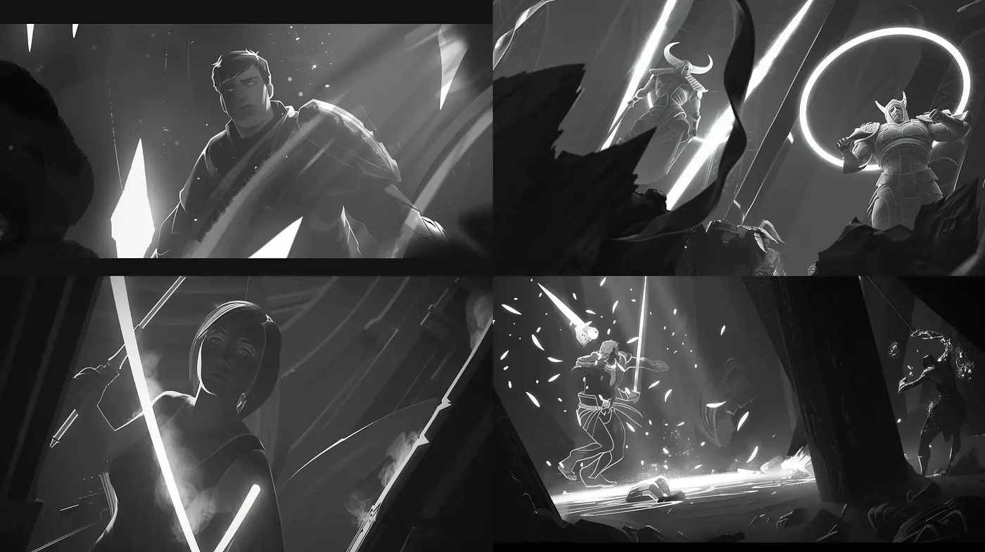 Monochromatic Ethereal Dreamscape with Stylized Luminosity - Midjourney sref style