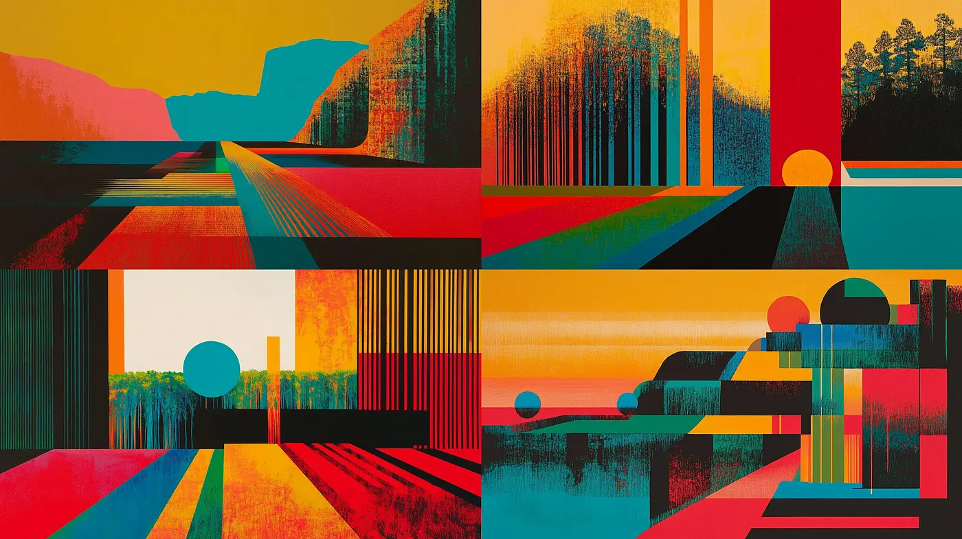 Abstract Geometric Horizon in Vibrant Expressionist Tones - Midjourney sref style