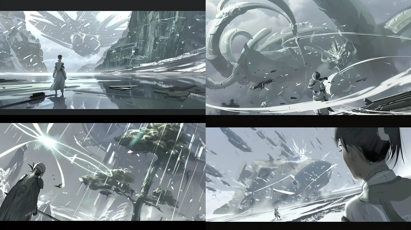 Ethereal Sci-fi Dreamscape with a Monochromatic Spectrum - Midjourney sref style