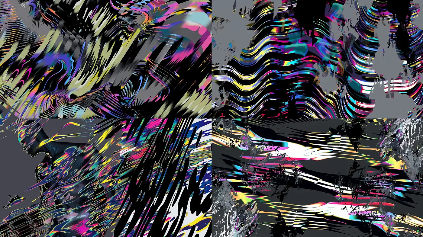 Abstract Kinetic Energy in Digital Brushwork - Midjourney sref style