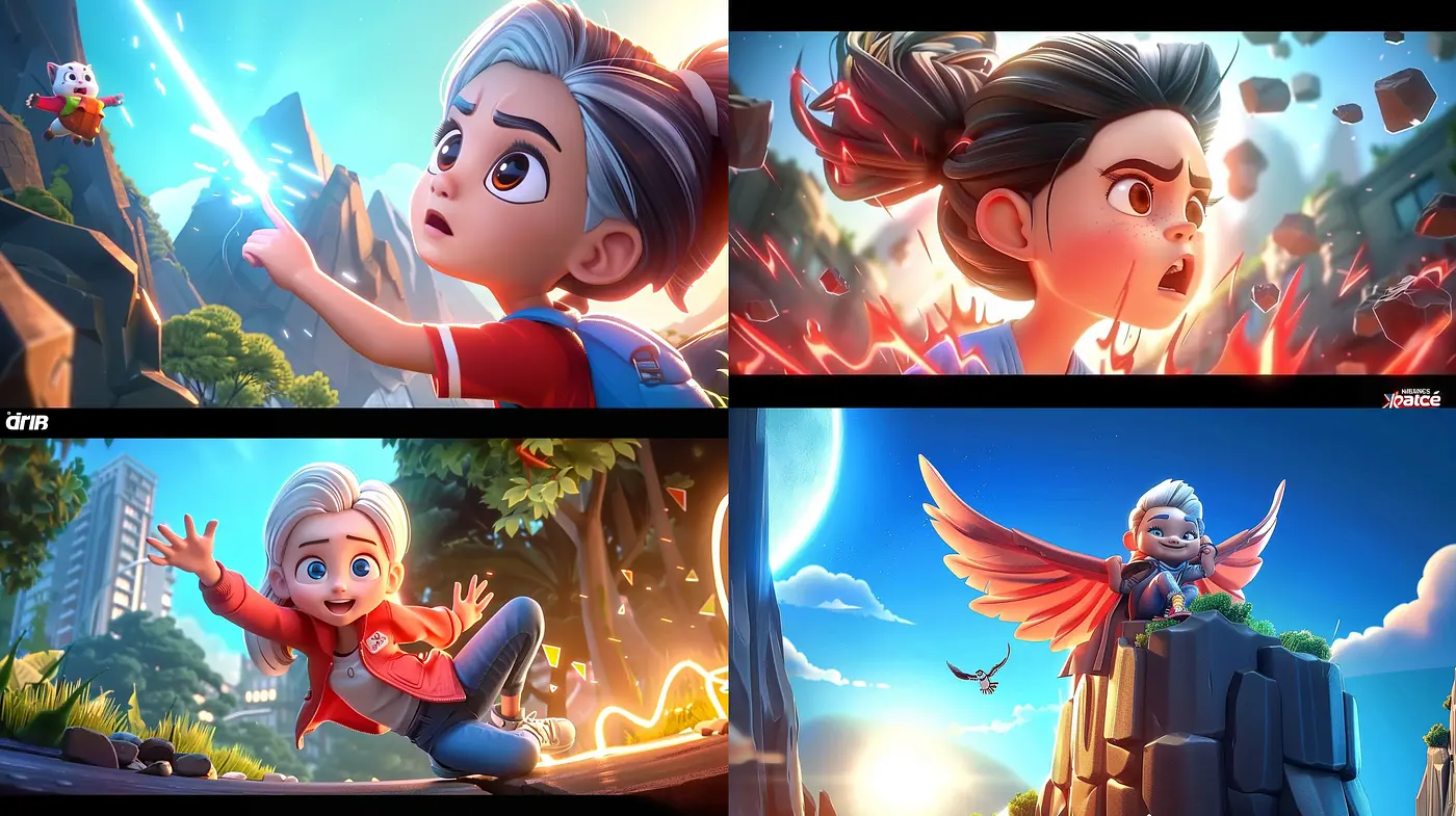 Dynamic Luminosity in Vivid 3D Animation Style - Midjourney sref style