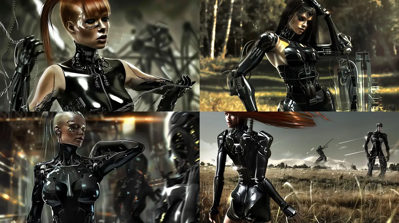 Futuristic Cybernetic Elegance in a Post-Apocalyptic World - Midjourney sref style