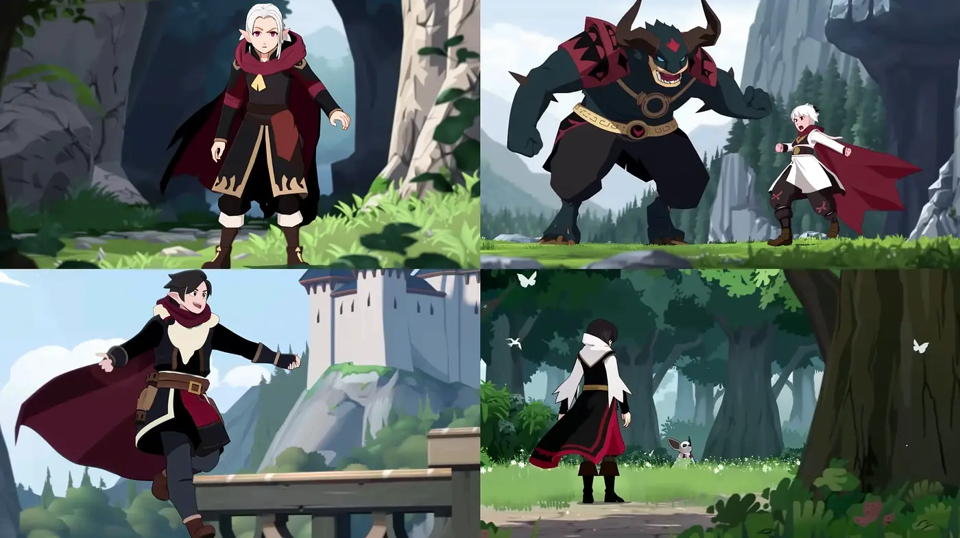 Epic Tale in Stylized Animation: A Cohesive Palette of Fantasy - Midjourney sref style