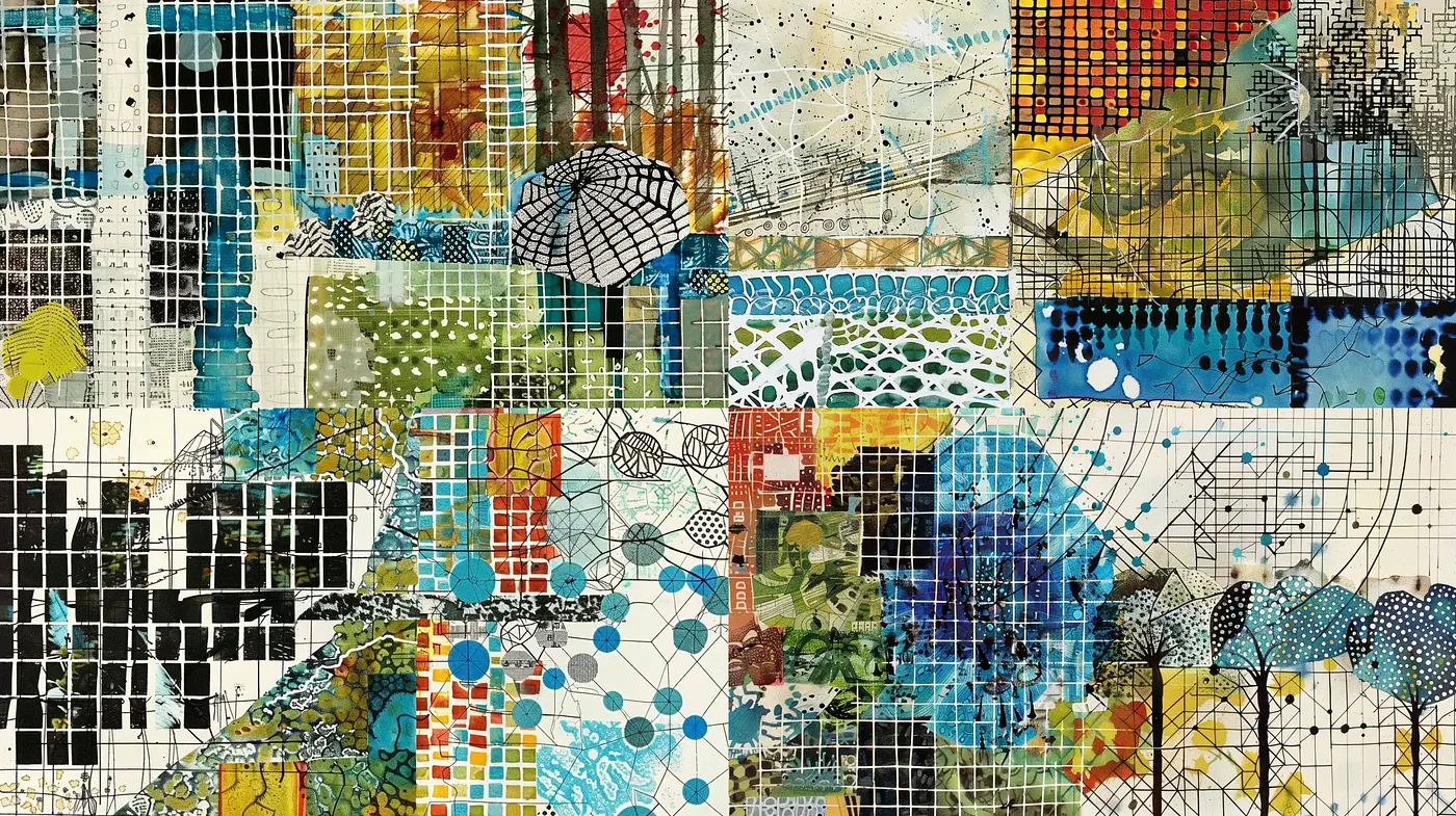 Abstract Gridworks and Textural Exploration - Midjourney sref style
