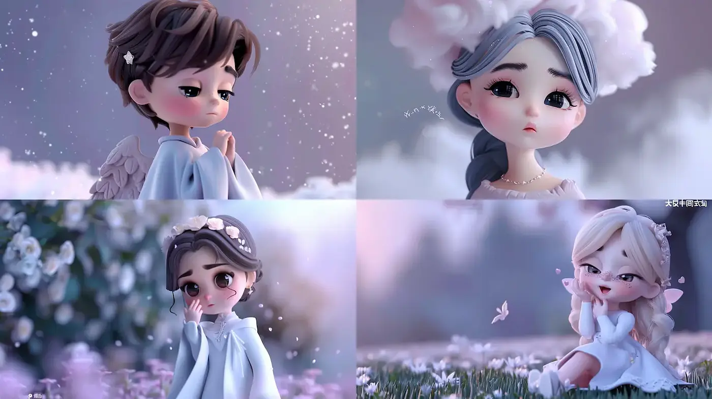 Whimsical and Ethereal 3D Character Art with Delicate Floral Elements - Midjourney sref style