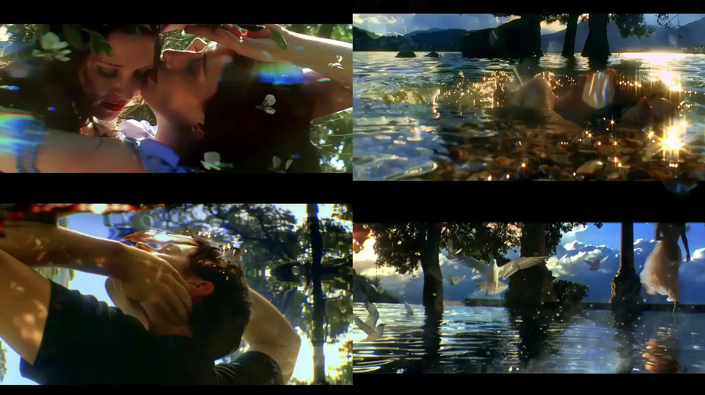 Luminous Reflections and Intimate Moments in Cinematic Tableaux - Midjourney sref style