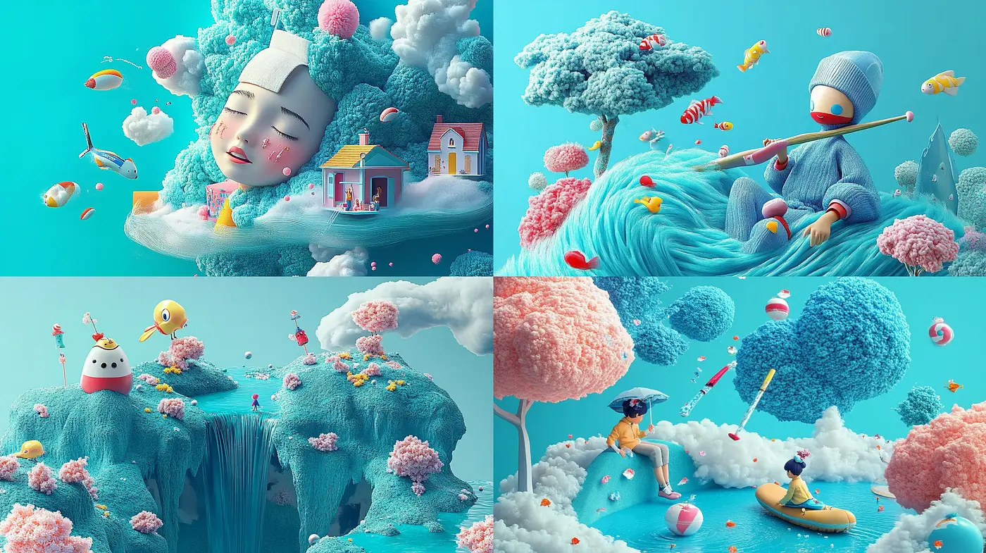 Surreal Dreamscapes with Soft Pastel Tones and Whimsical Atmosphere - Midjourney sref style