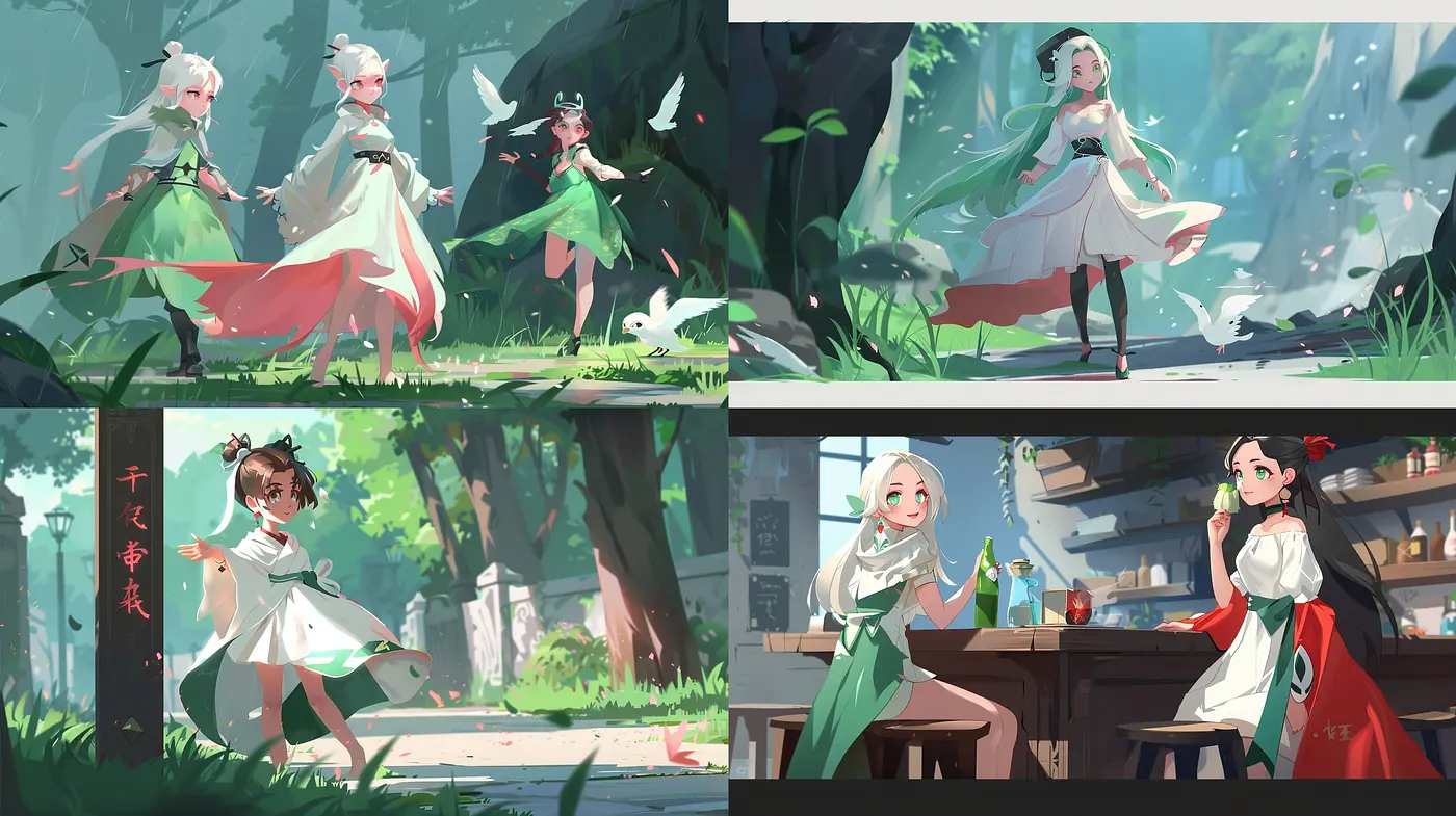Ethereal Nature Enchantment: A Harmonious Blend of Anime-Inspired Vivacity and Pastoral Serenity - Midjourney sref style