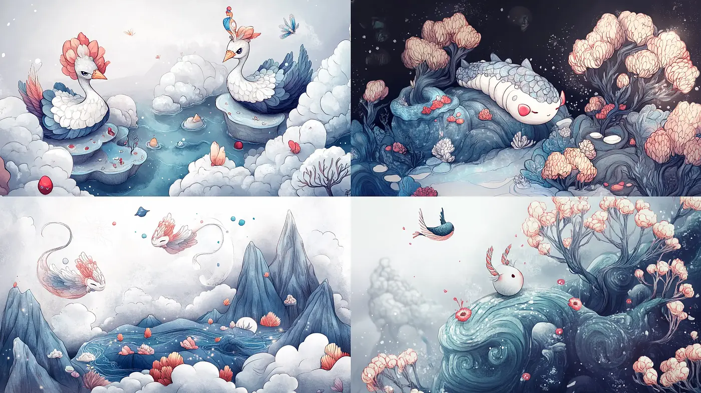 Dreamlike Whimsy in a Surreal Pastel Landscape - Midjourney sref style