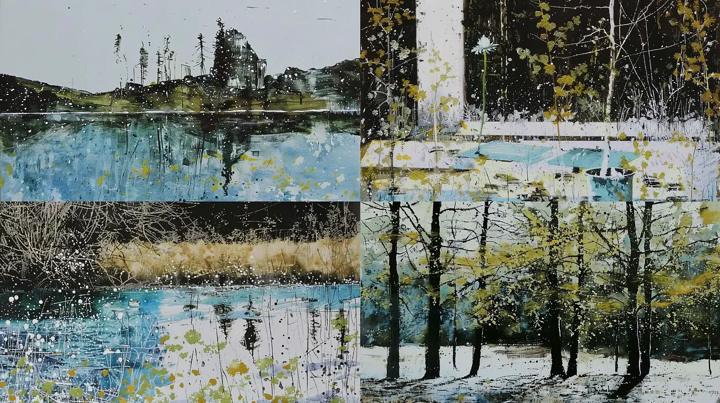 Ethereal Nature Abstraction in Aquatic and Earthy Hues - Midjourney sref style