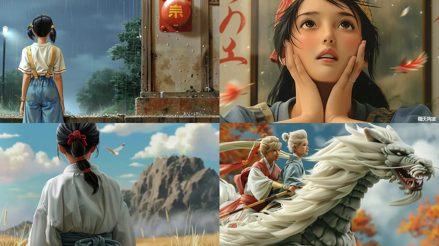 Eastern Serenity Meets Digital Brushwork: A Fusion of Anime Inspiration and Rustic Realism - Midjourney sref style