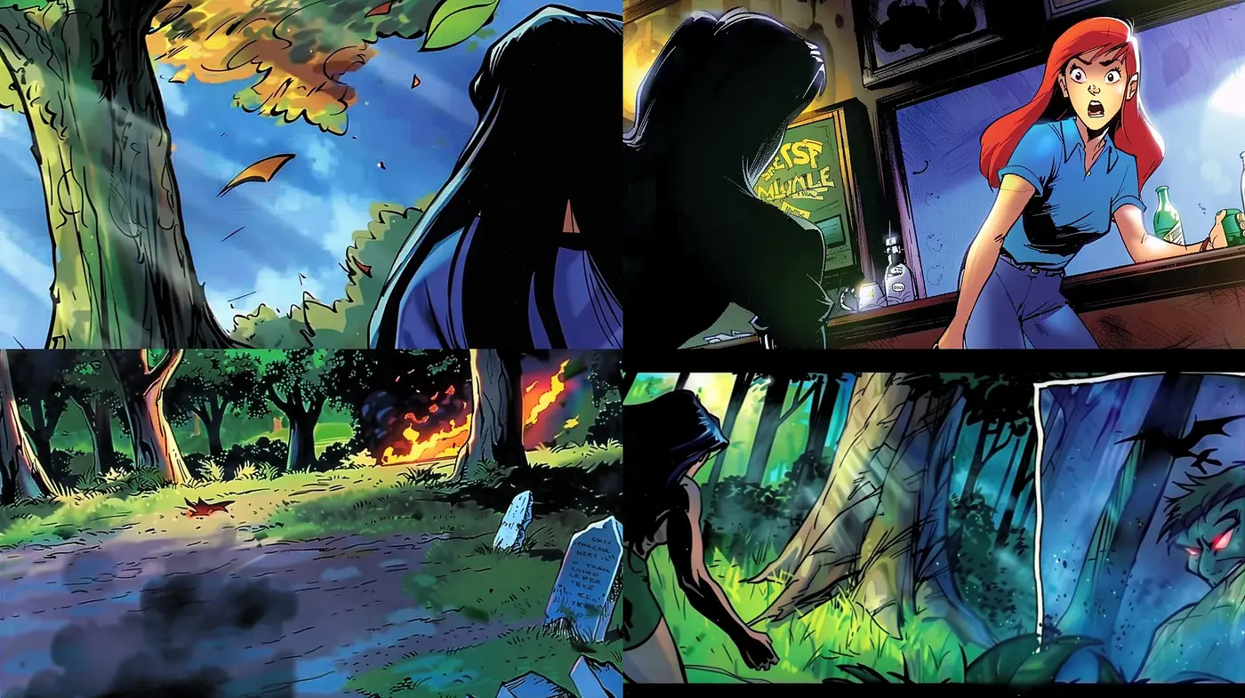 Vibrant Comic Book Essence with Expressive Hues and Dynamic Brushwork - Midjourney sref style