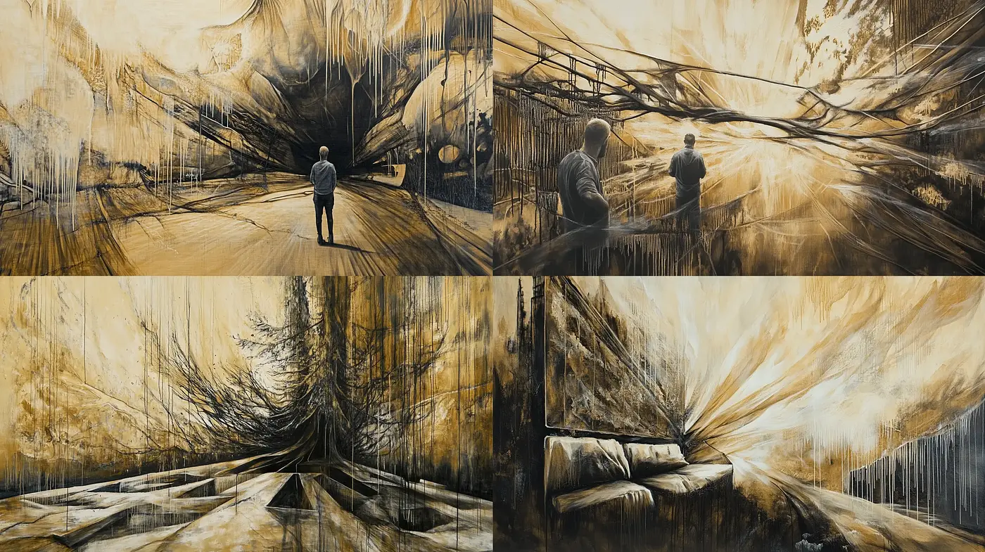Dramatic Sepia Tonal Visions with Textured Expressions - Midjourney sref style