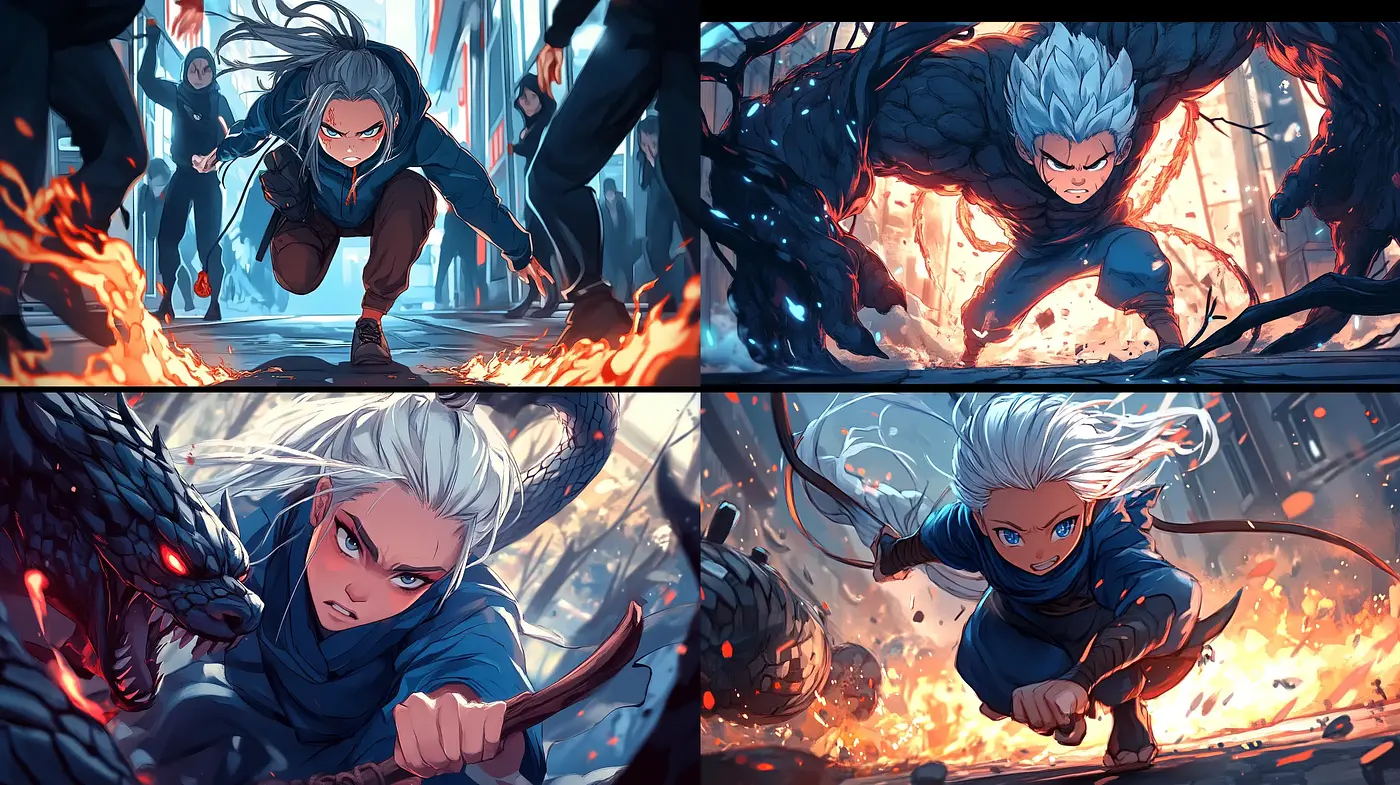 Energetic Anime-Inspired Action with a Vibrant Painterly Touch - Midjourney sref style