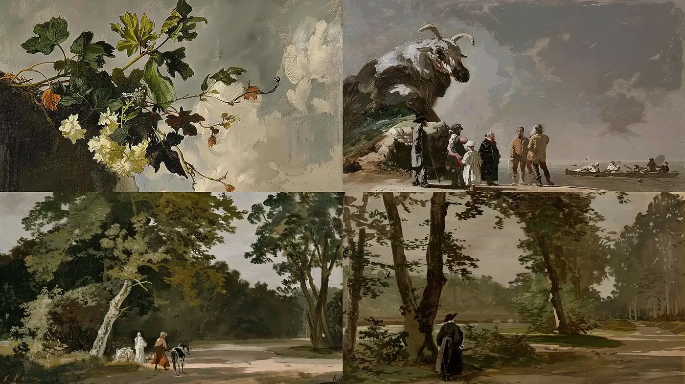 Elegiac Echoes of Pastoral Life: A Harmonious Blend of Landscape Artistry - Midjourney sref style