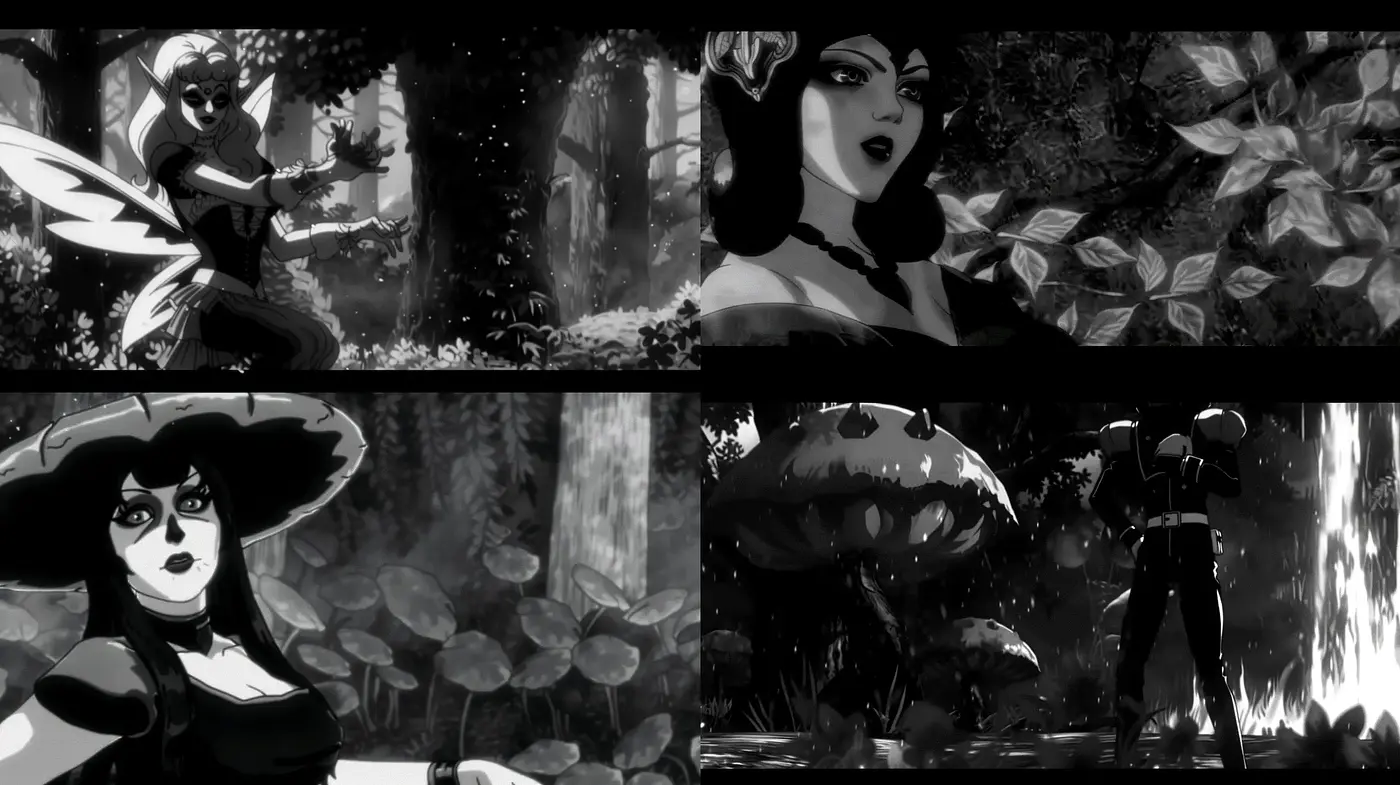 Monochromatic Enchantment in Brush-Stroke Realism - Midjourney sref style
