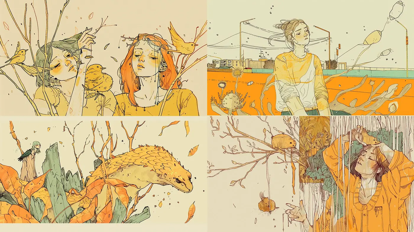 Autumnal Serenity in Warm Pastel Sketches - Midjourney sref style