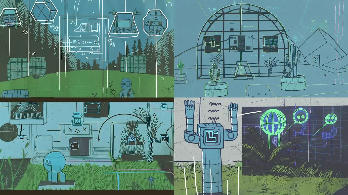 Futuristic Illustrations with a Retro Tech-Aesthetic - Midjourney sref style
