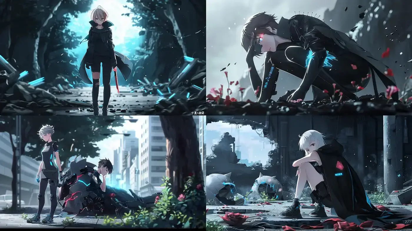 Futuristic and Poignant Illustrations with a Dark Aesthetic - Midjourney sref style
