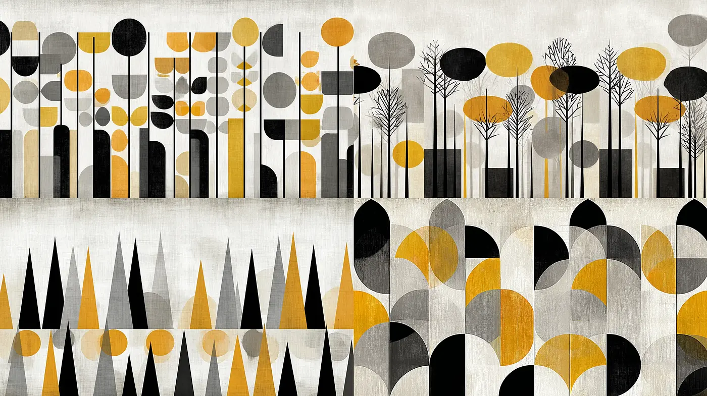 Abstract and Geometric Landscape with Minimalist Aesthetic - Midjourney sref style