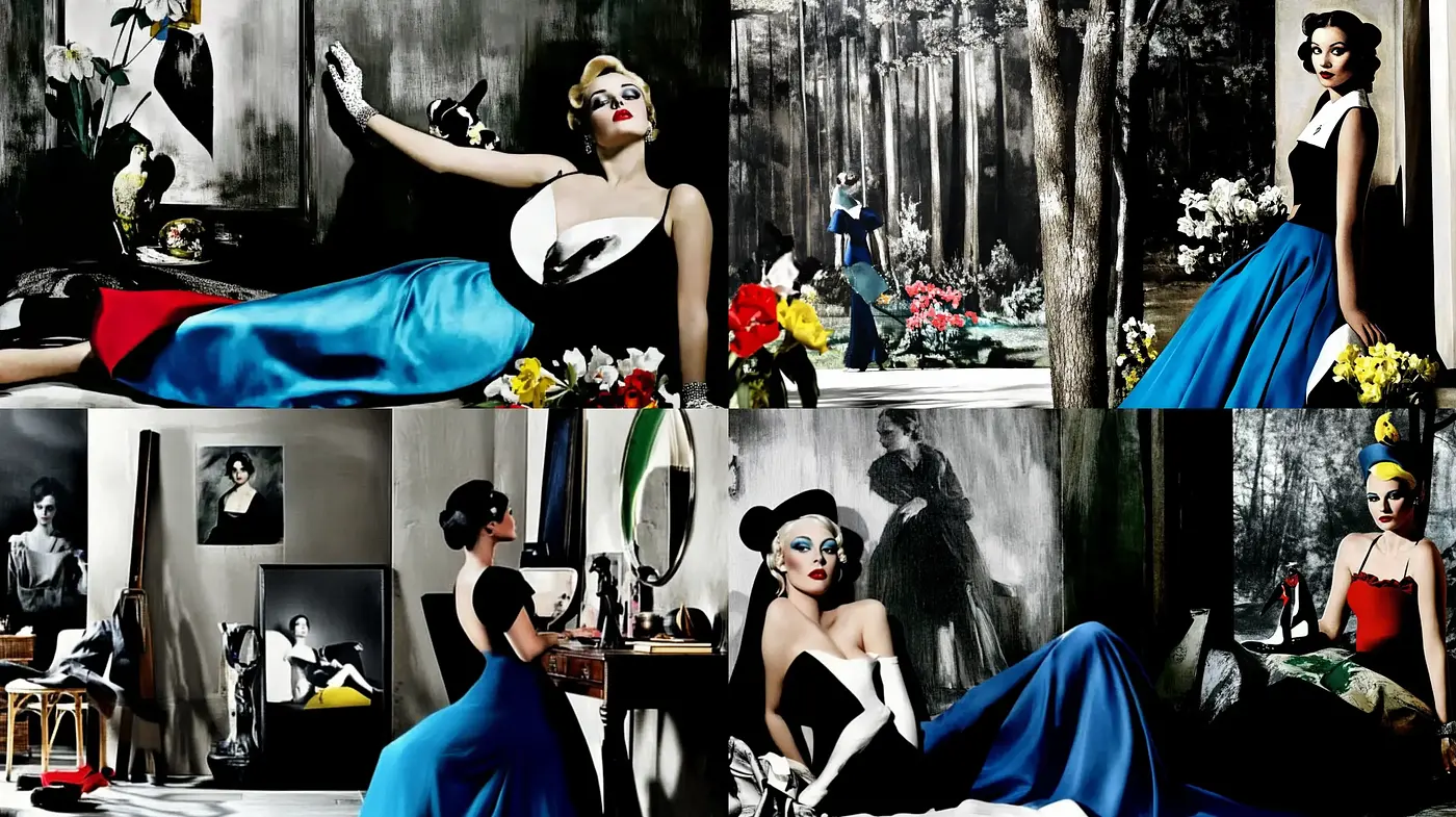 Elegant Cinematic Tableau with Vintage Glamour - Midjourney sref style