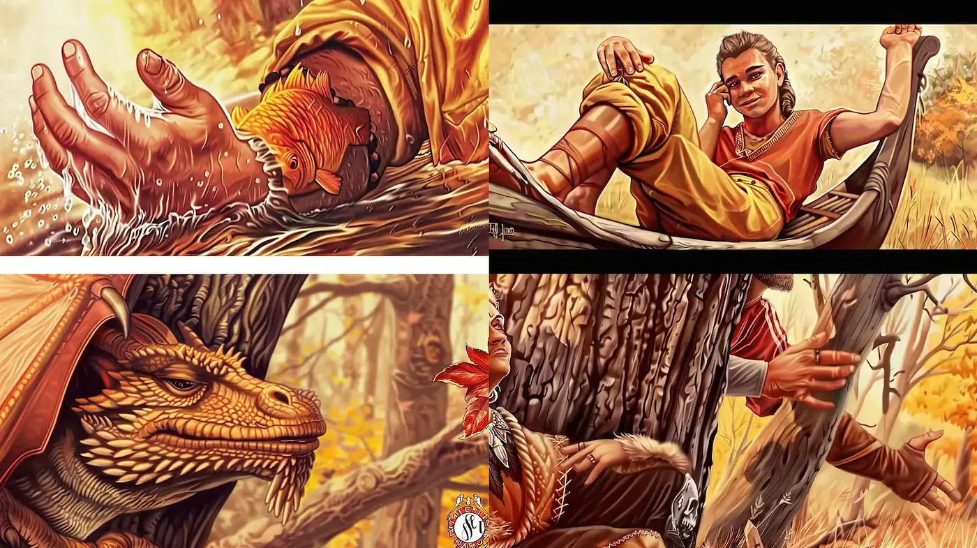 Vibrant, whimsical fantasy-inspired illustrations with a naturalistic touch - Midjourney sref style
