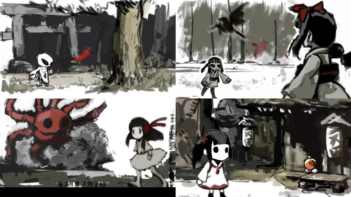 Ephemeral Brushwork and Monochrome Moods - Midjourney sref style