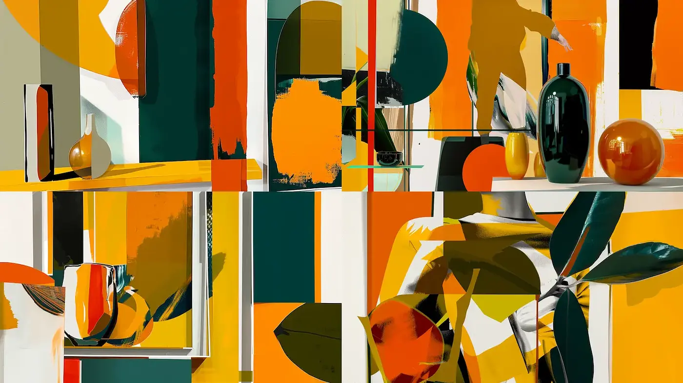 Vibrant Geometric Composition with Bold Color Contrasts - Midjourney sref style