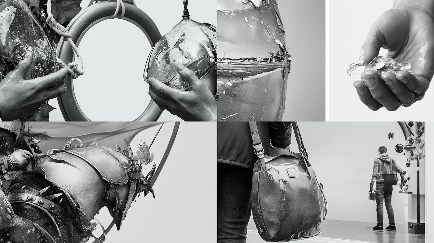 Monochromatic Fluidity: An Exploration of Tactile Textures and Dynamic Forms - Midjourney sref style