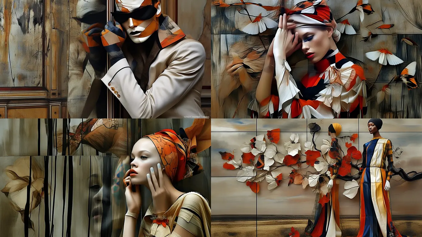 Ethereal Elegance in Sepia Tones: A Harmonious Blend of Surrealism and Fashion - Midjourney sref style