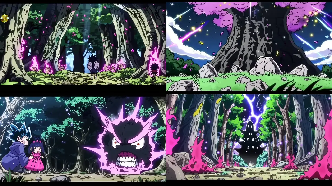 Vibrant Anime Forest Dreamscape with Electric Hues - Midjourney sref style