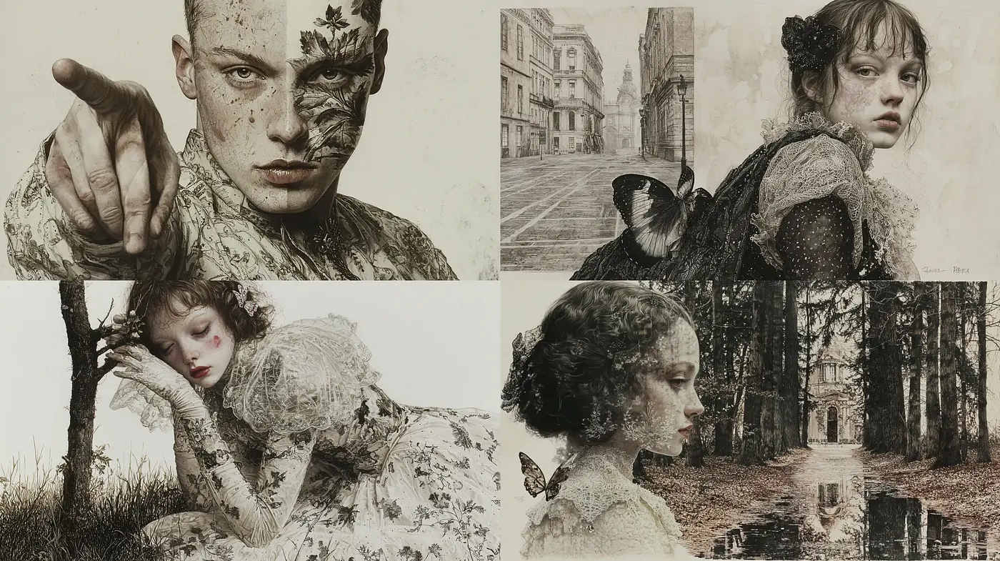 Whispers of Time: Evoking Nostalgia through Monochromatic Textural Artistry - Midjourney sref style