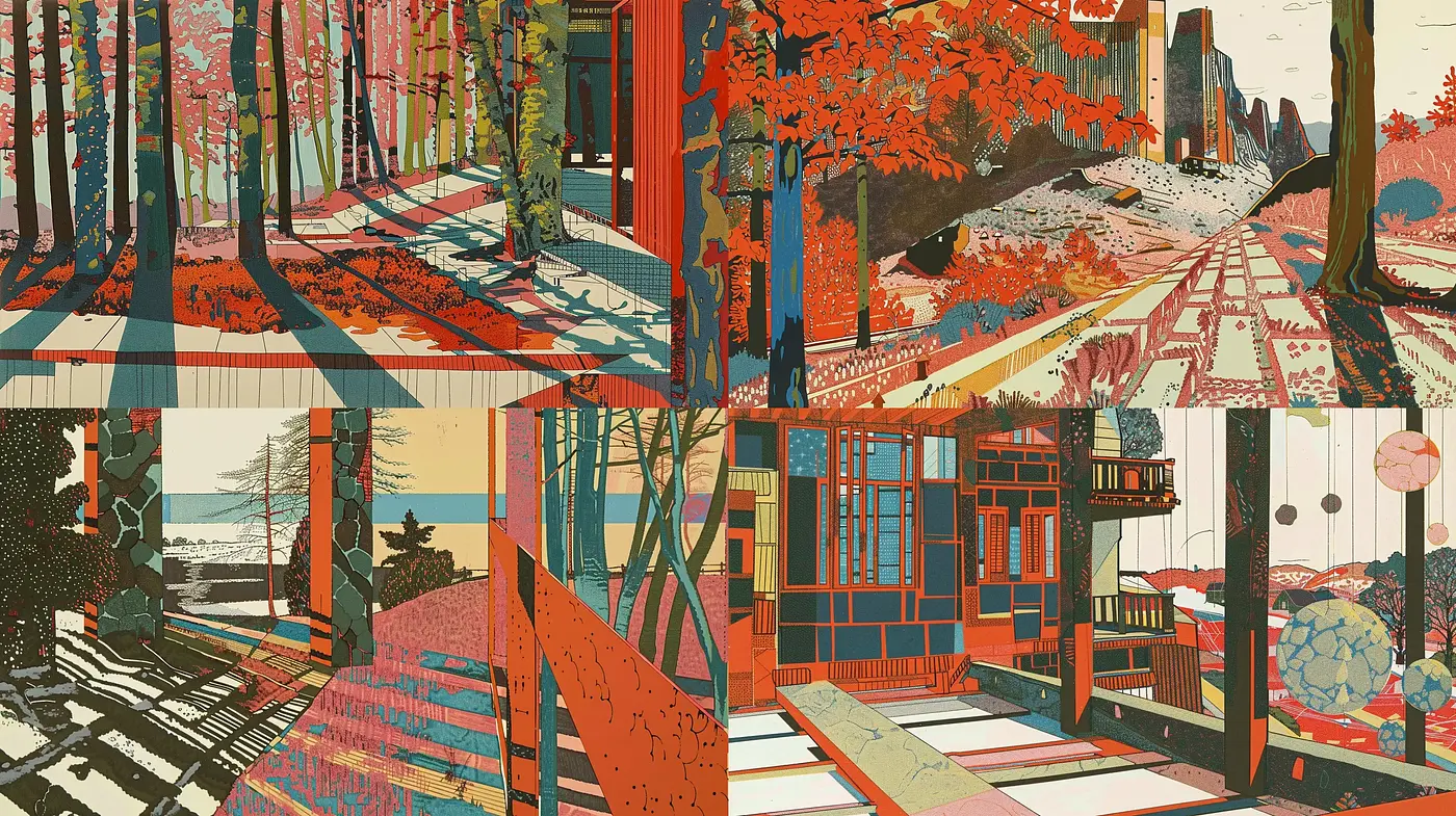 Synchronous Fusion of Ukiyo-e Elegance and Contemporary Graphic Complexity - Midjourney sref style