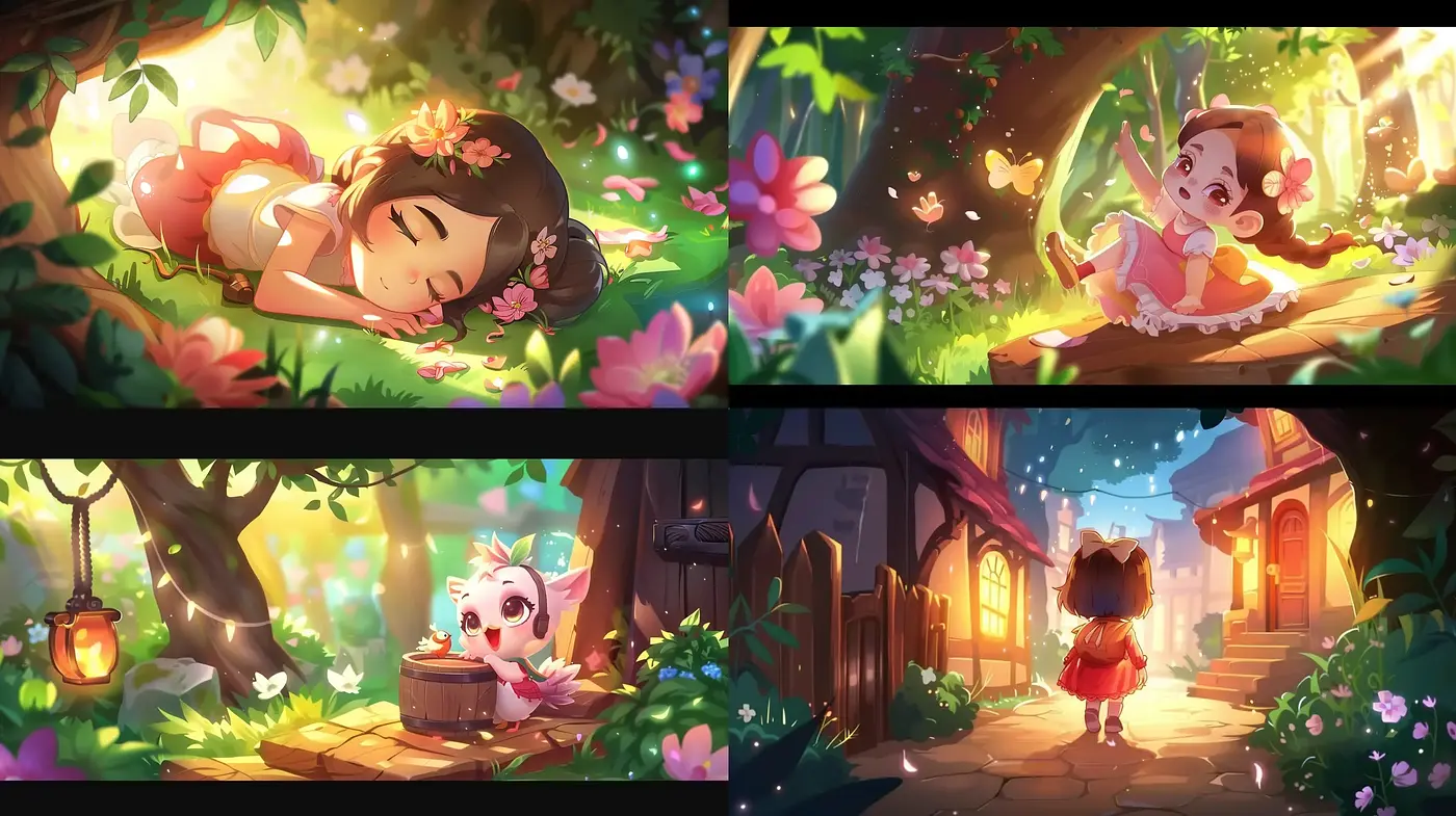 Enchanted Whimsical Nature: Luminous and Cozy Digital Illustrations - Midjourney sref style
