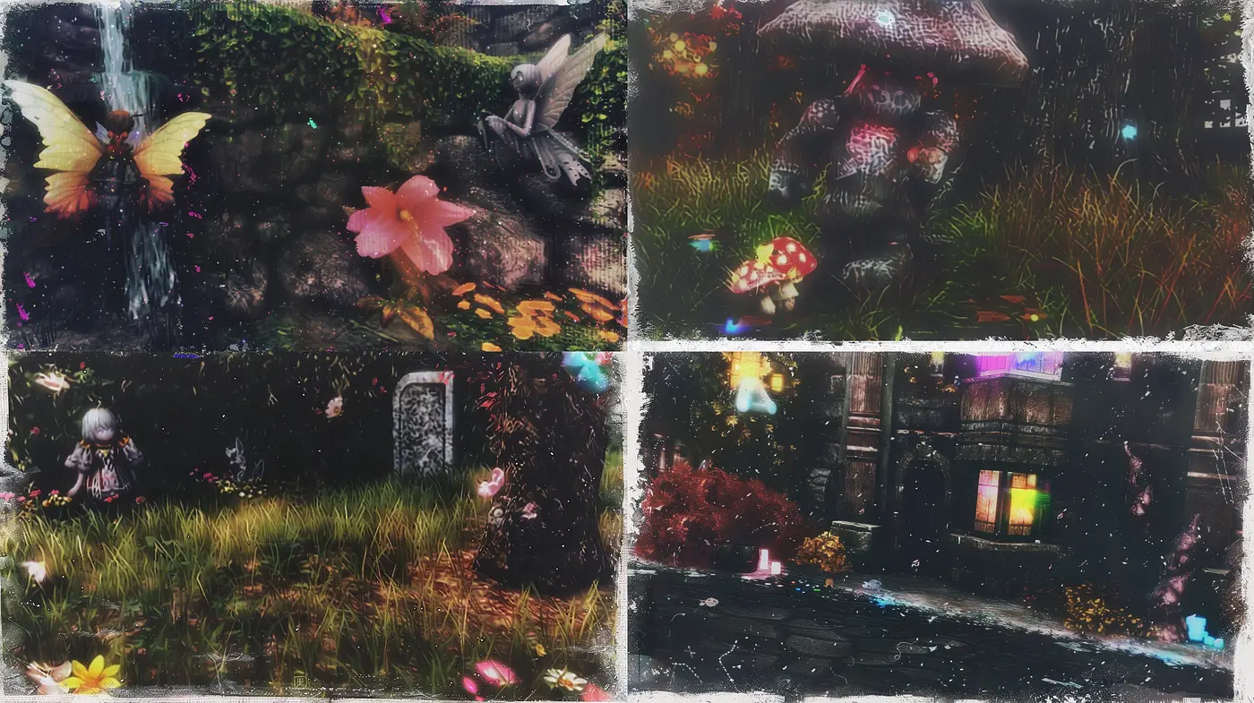 Enchanted Nocturne: A Dreamlike Fusion of Fantasy Elements with a Warm Color Harmony - Midjourney sref style