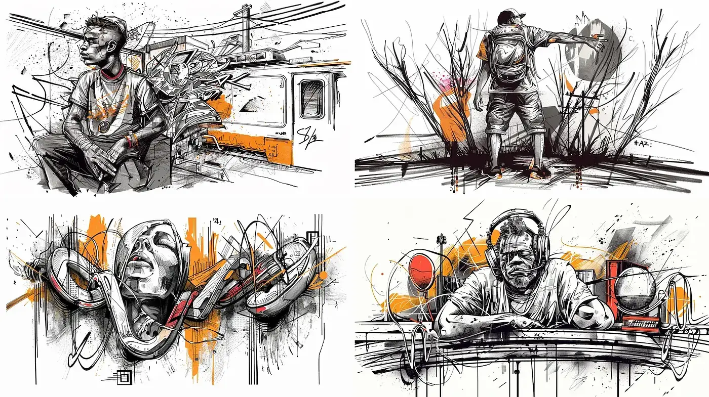 Urban Graffiti-Inspired Illustrations with a Bold and Expressive Feel - Midjourney sref style