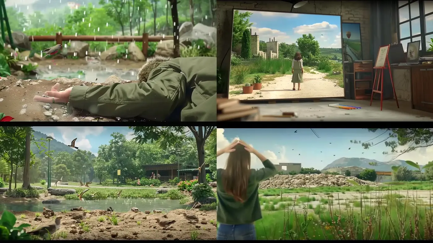 Consistently Tranquil and Dreamlike Reverie in Green and Earthen Tones - Midjourney sref style