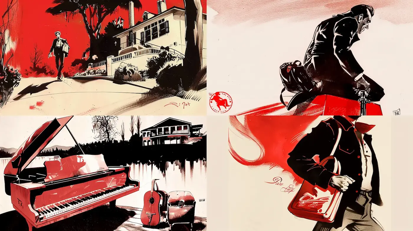 Dynamic Illustrations with a Bold Contrast and Retro Vibe - Midjourney sref style