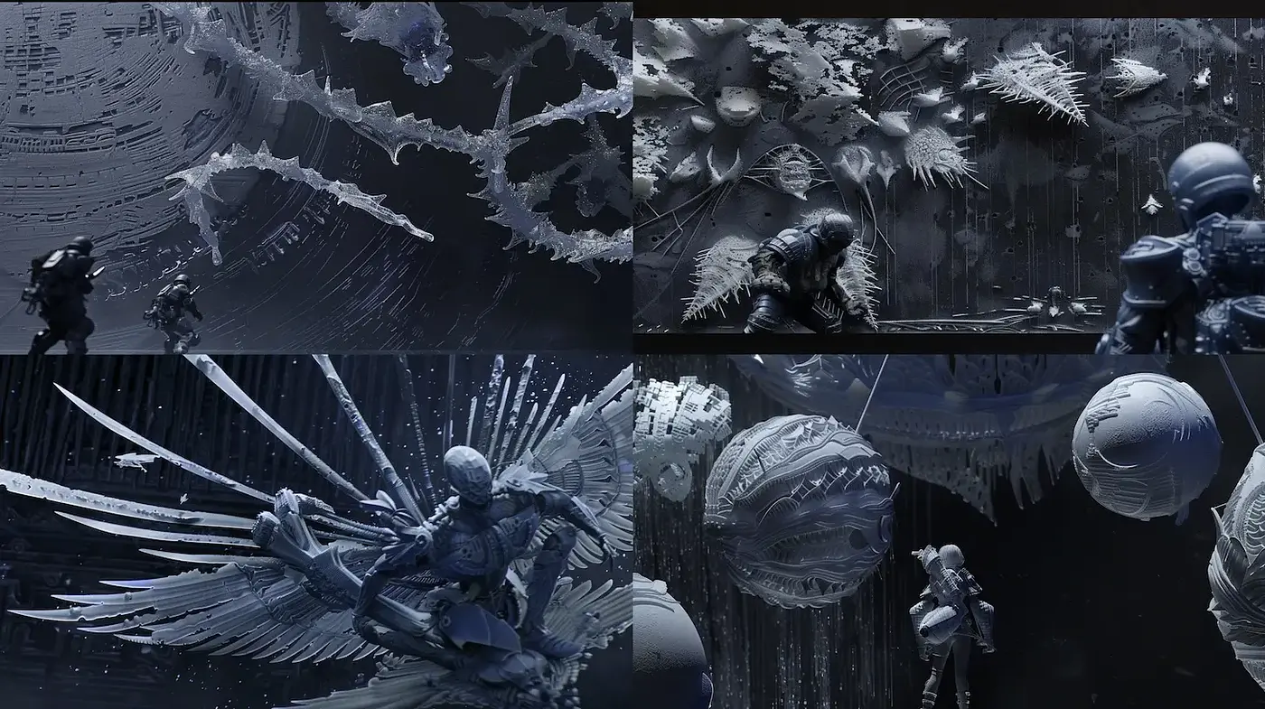 Futuristic Sci-Fi Context with Intricate Textures and Ethereal Composition - Midjourney sref style