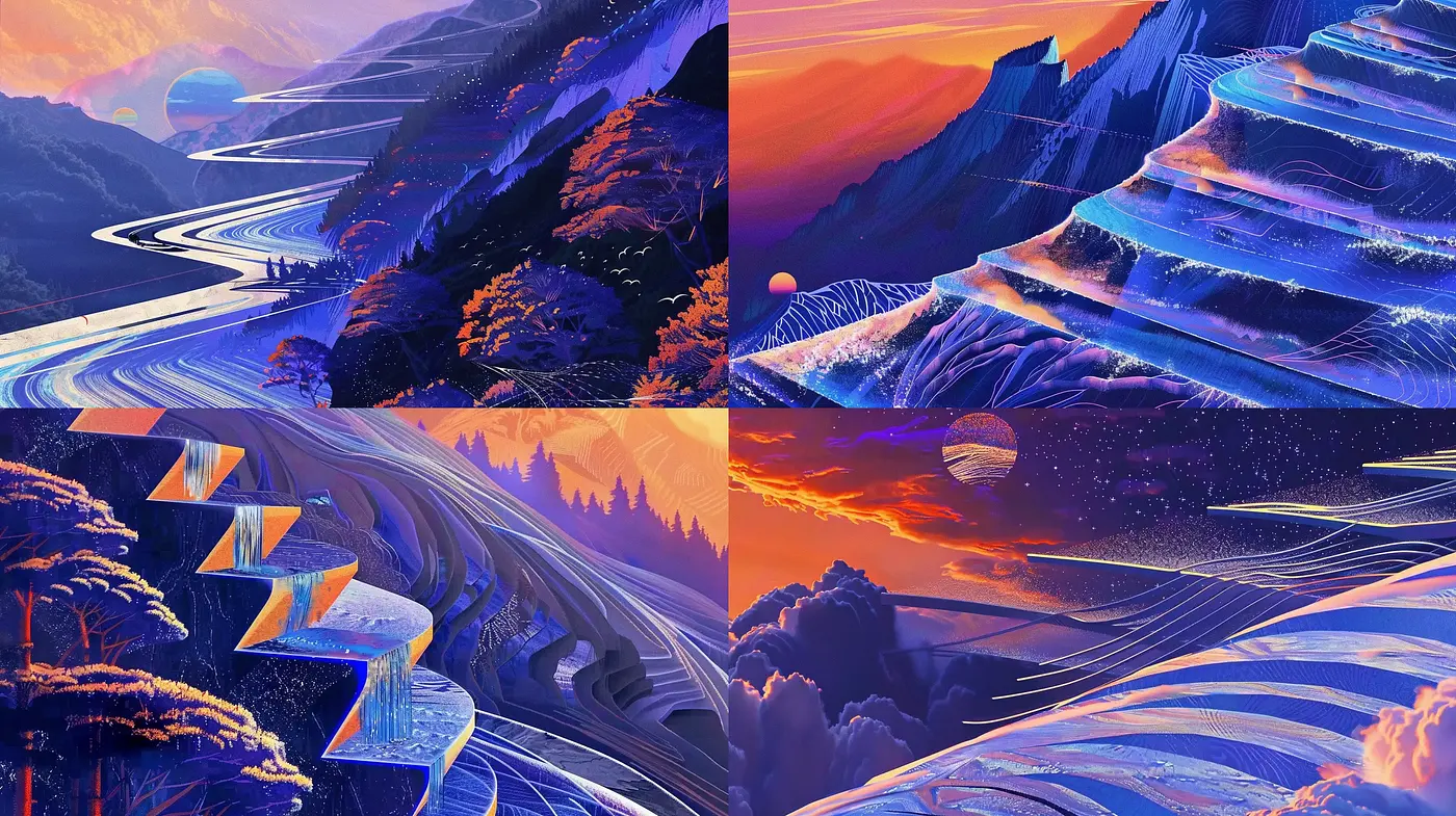 Ethereal Twilight Hues in Surreal Landscapes - Midjourney sref style