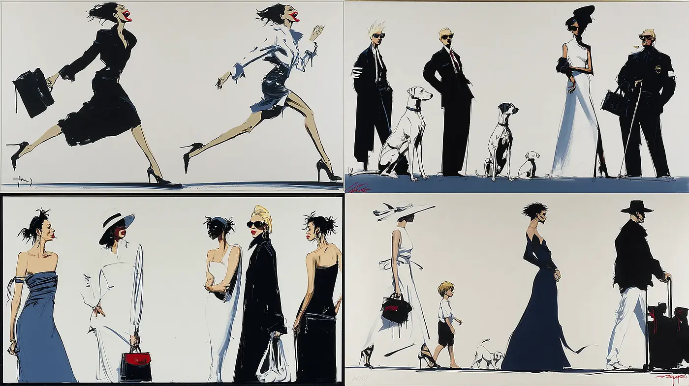 Chic and Elegant Fashion Illustrations with a Modern Twist - Midjourney sref style