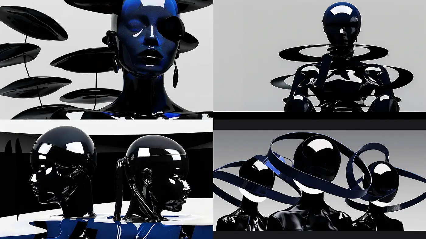 Futuristic Monochrome Elegance with Abstract Constructs - Midjourney sref style