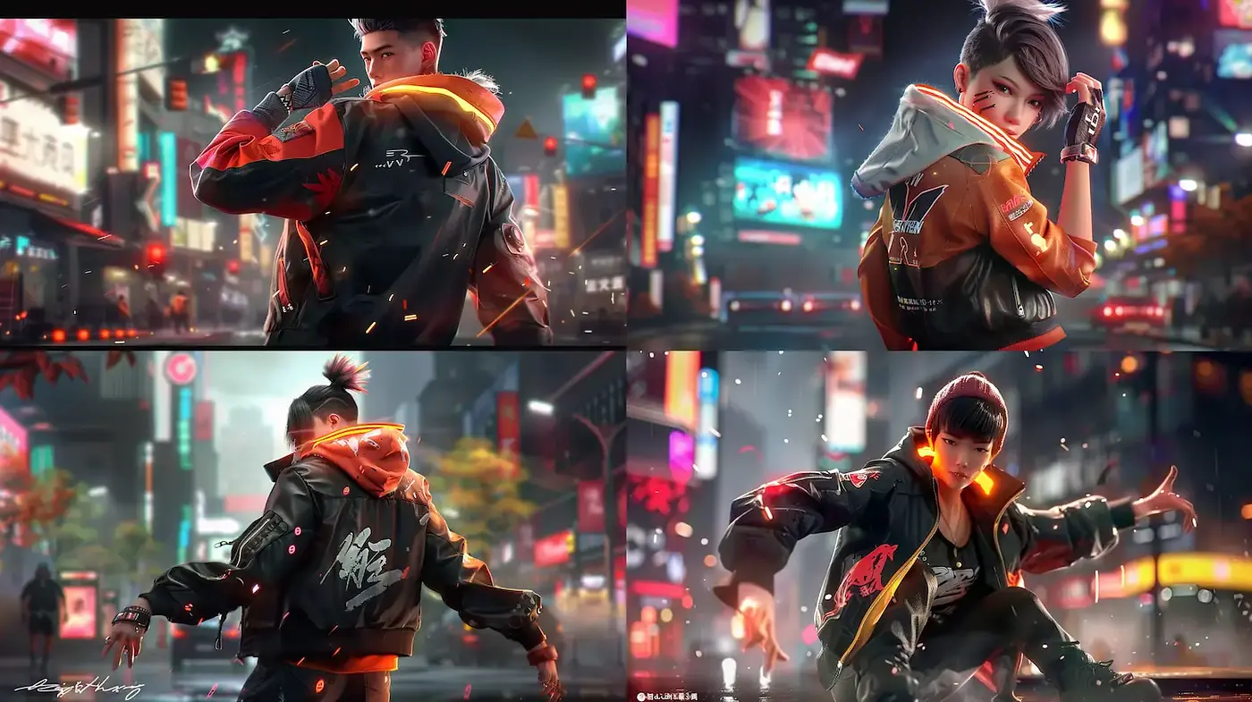 Urban Futuristic Street Style with Neon Aesthetics - Midjourney sref style