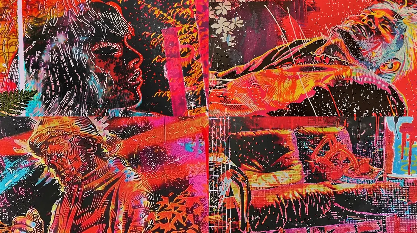 Vibrant and Expressive Neon Aesthetics with Strong Line Work - Midjourney sref style