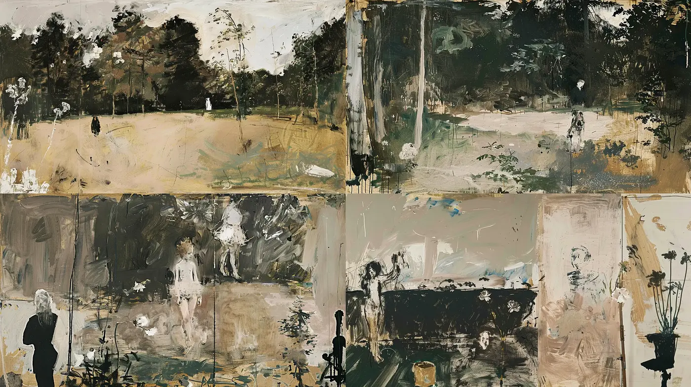 Abstract Brushwork Harmony in Earthy Tones - Midjourney sref style