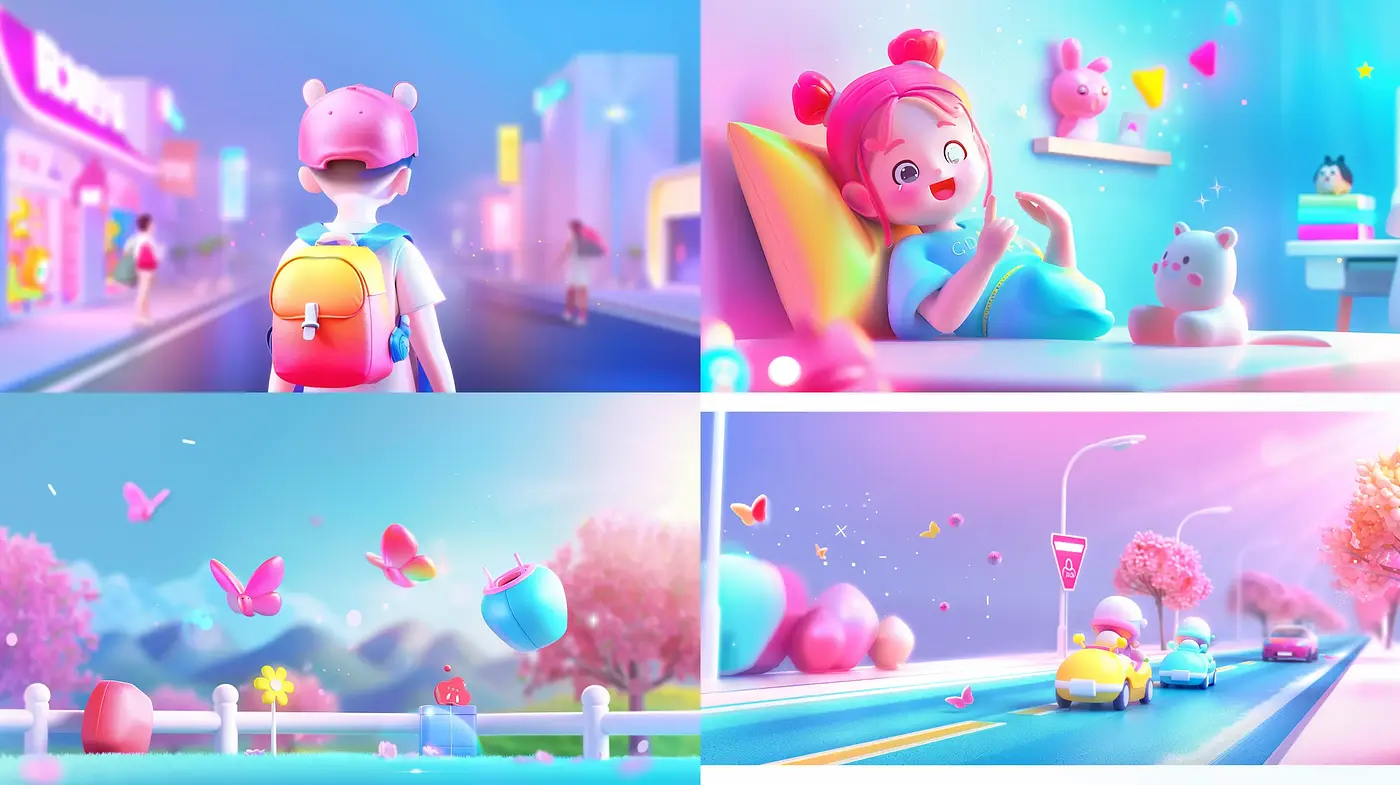 Whimsical Pastel Dreamscape with Surreal Candy-Colored Overtones - Midjourney sref style