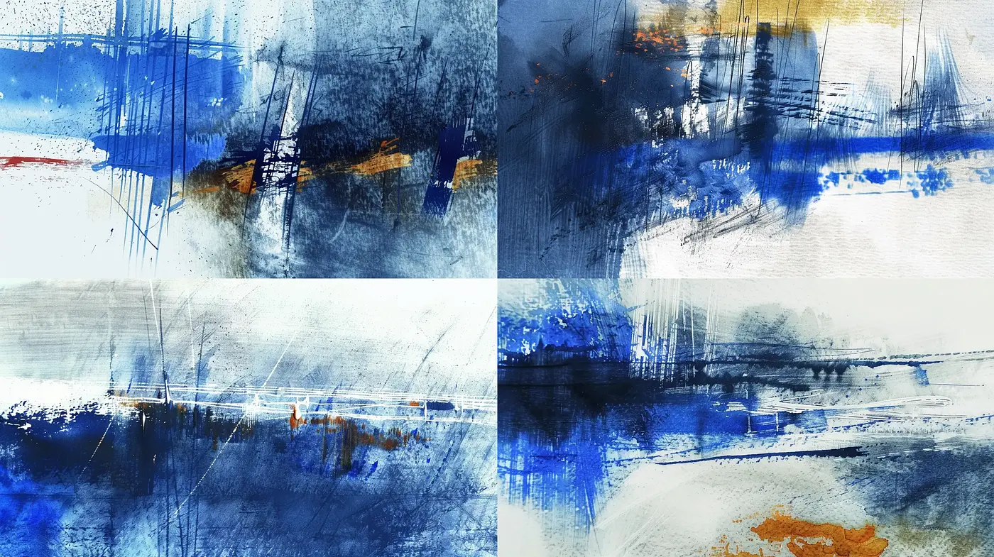Abstract Expressionist Seascapes with Blue Dominance and Dynamic Texture - Midjourney sref style