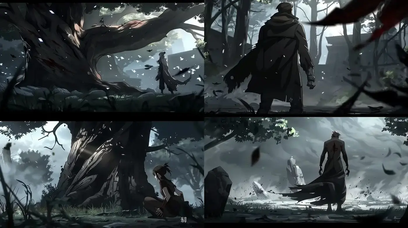 Moody and Dramatic Illustrations with Dark Fantasy Elements - Midjourney sref style