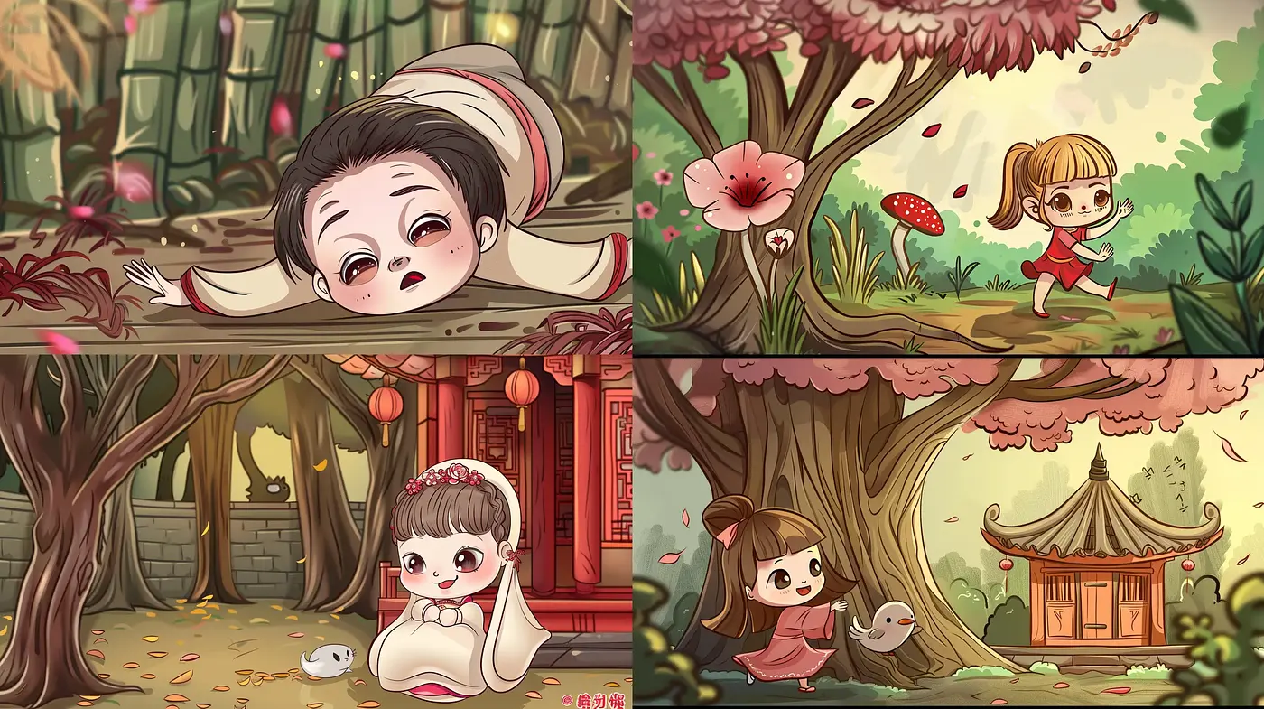 Whimsical Storybook Woodland Series in Satin Pastels - Midjourney sref style
