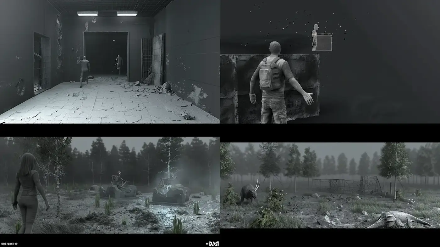 Surrealistic Post-Apocalyptic Aesthetic with a Monochromatic Atmosphere - Midjourney sref style